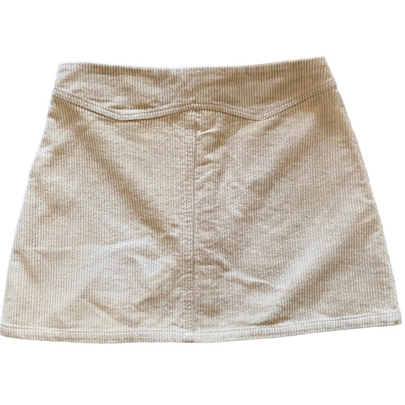 She+Sky Cute Cream Tan Snap Close Soft Corduroy Ribbed Mini Skirt w Pock… - Picture 3 of 7